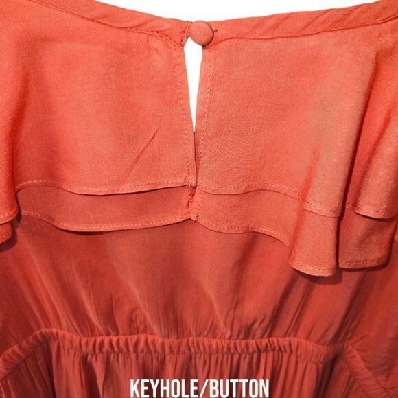 TORRID PlusโSize Coral SleevelessChallis Ruffle Tie Tassle Midi Dress Size 2X - Picture 6 of 16